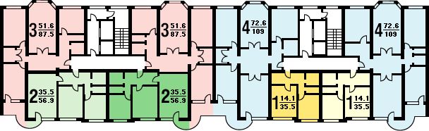 План квартир в доме серии П-3М с вариантами перепланировки