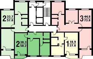 Планировка квартир домов П-44