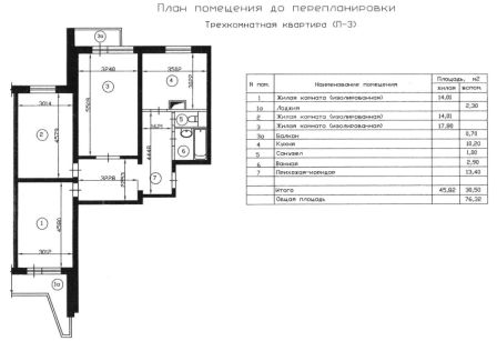 планировка 3-х комнатной квартиры дома 3П